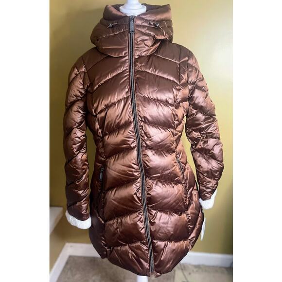 Laundry by Shelli Segal Faux Fur Cuff Hooded Puffer Coat Size Large NWT - Picture 3 of 11